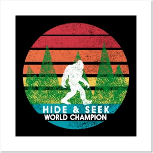 Vintage Retro Hide and Seek Champion Camping Bigfoot Tshirt Posters and Art